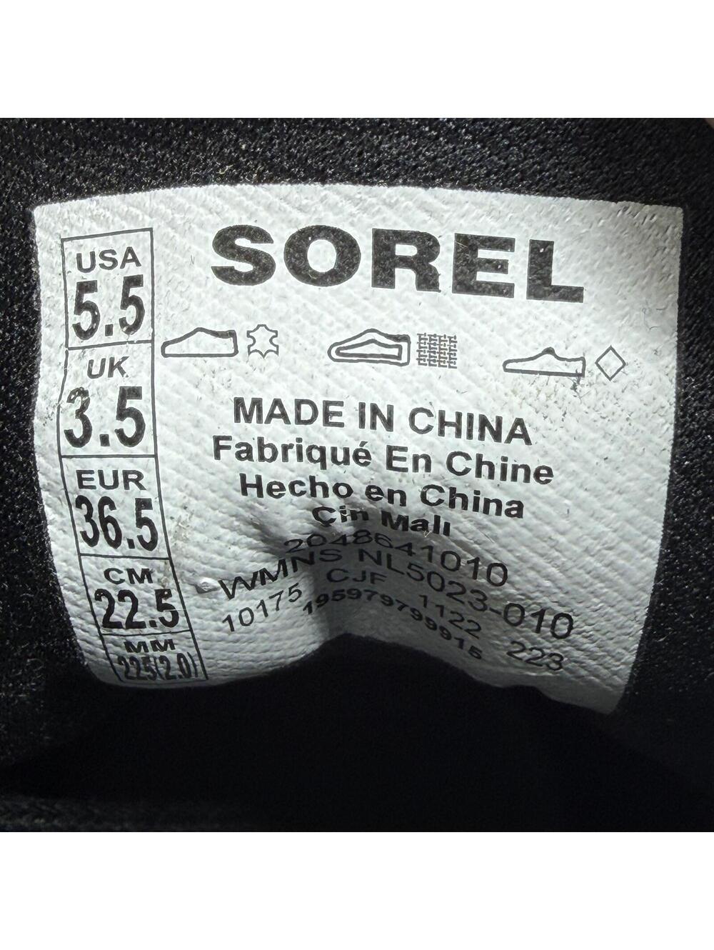 SOREL Evie II Lace Up Wedge Boots Black Suede Women Size 5.5 - Picture 5 of 11